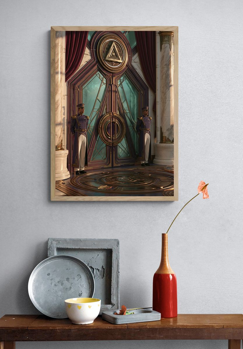 Art Deco Portal Guardians Print. — room view 3