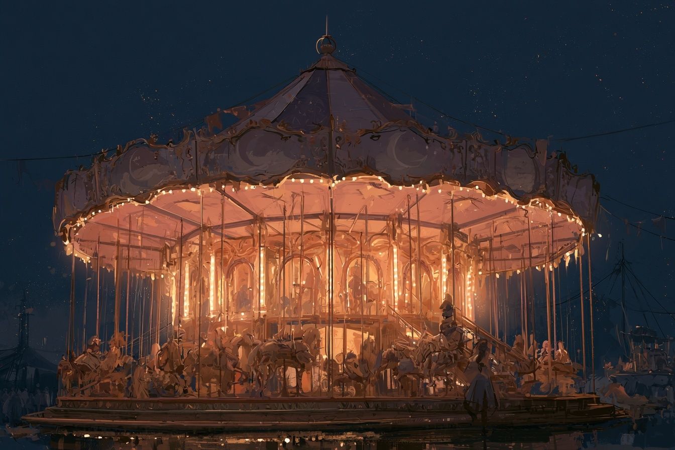 Illuminated Carousel Night Poster. poster detail