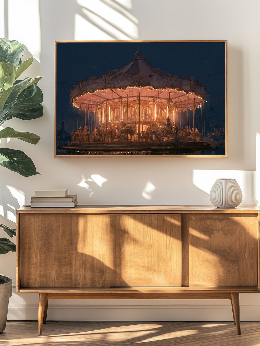 Illuminated Carousel Night Poster. — room view 3