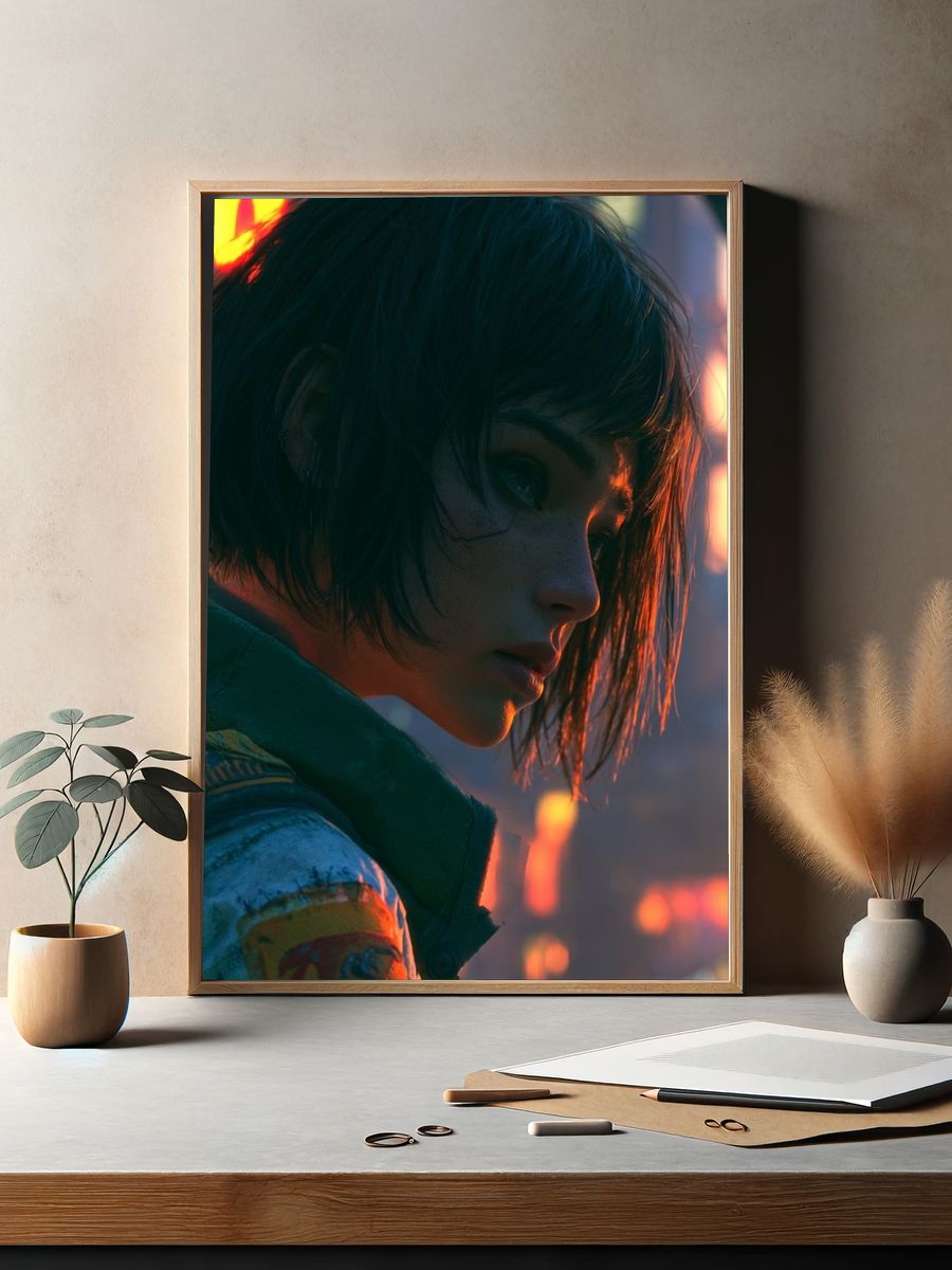 Armored Robot Digital Art Poster. — room view 2