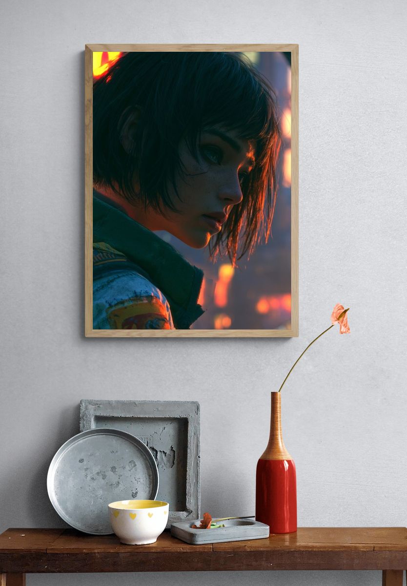 Armored Robot Digital Art Poster. — room view 3