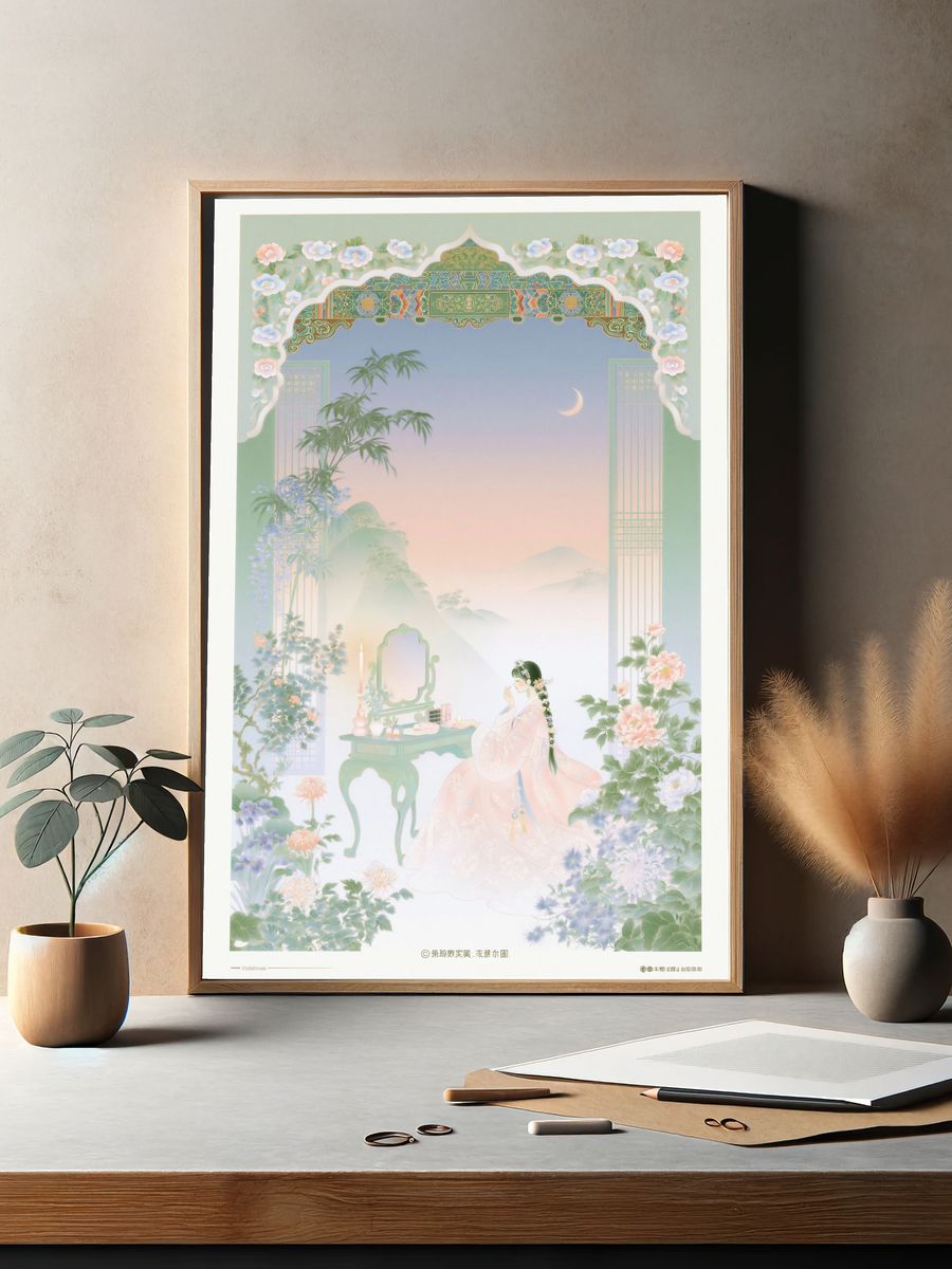 Moonlit Garden Figure Illustration Poster. — room view 2