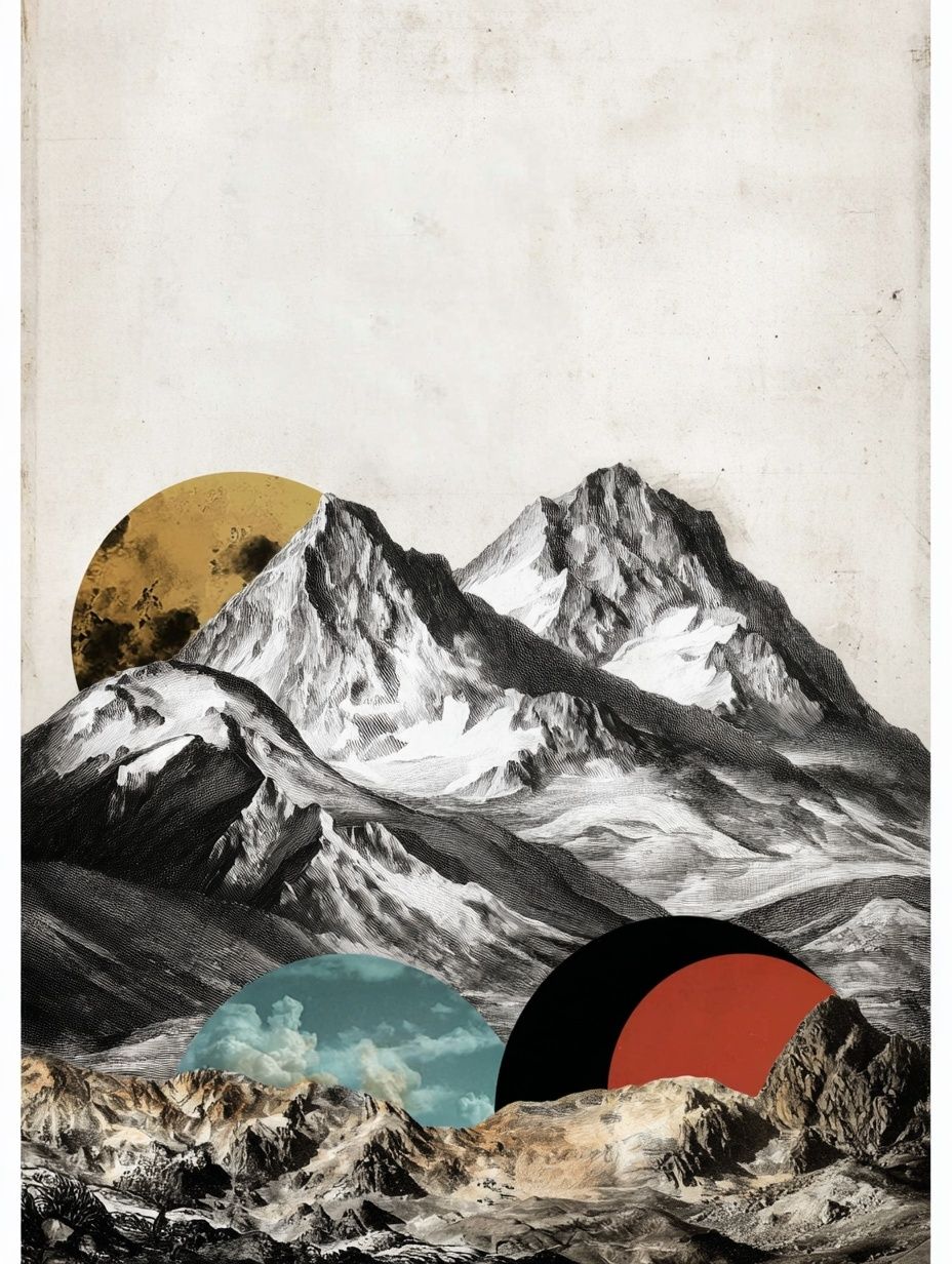 Mountain Collage Contemporary Print. poster detail
