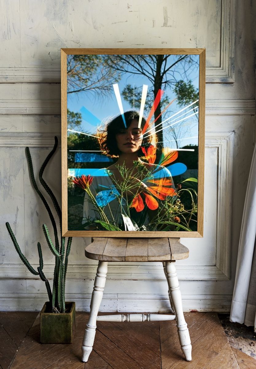 Surreal Floral Portrait Poster. room preview