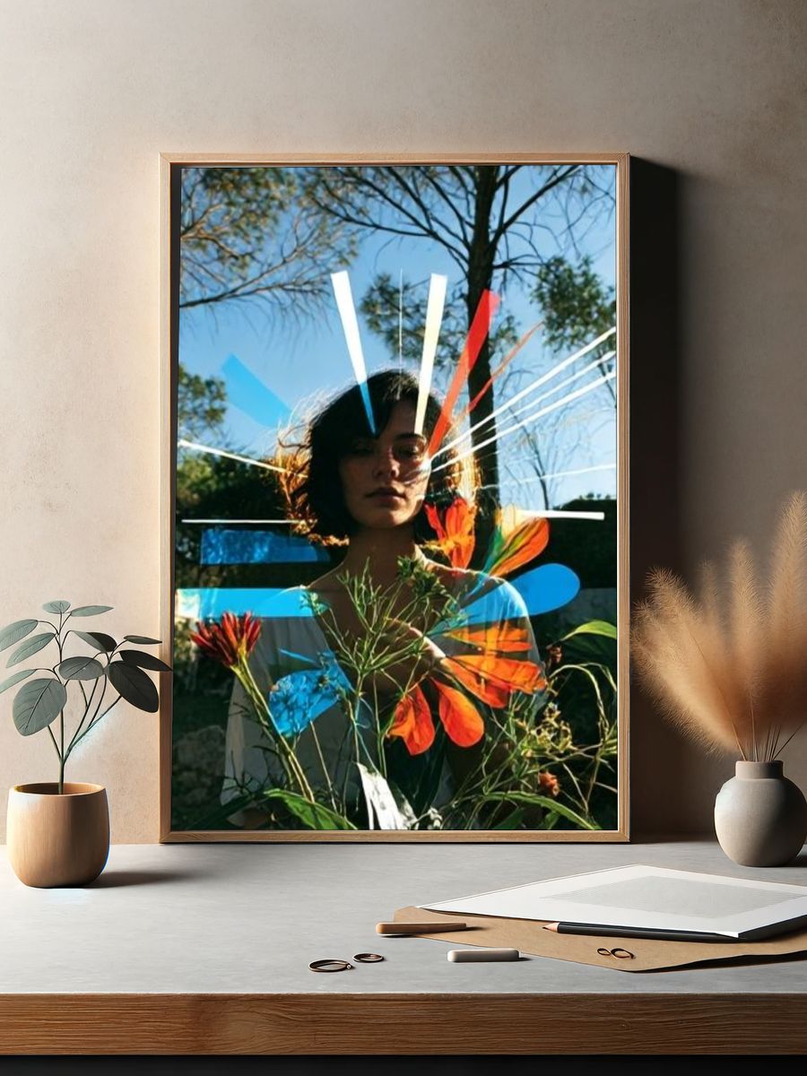 Surreal Floral Portrait Poster. — room view 2