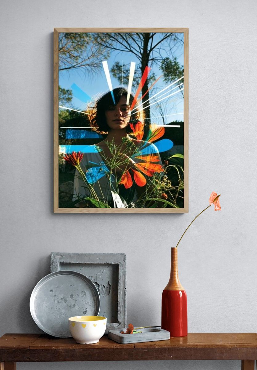 Surreal Floral Portrait Poster. — room view 3