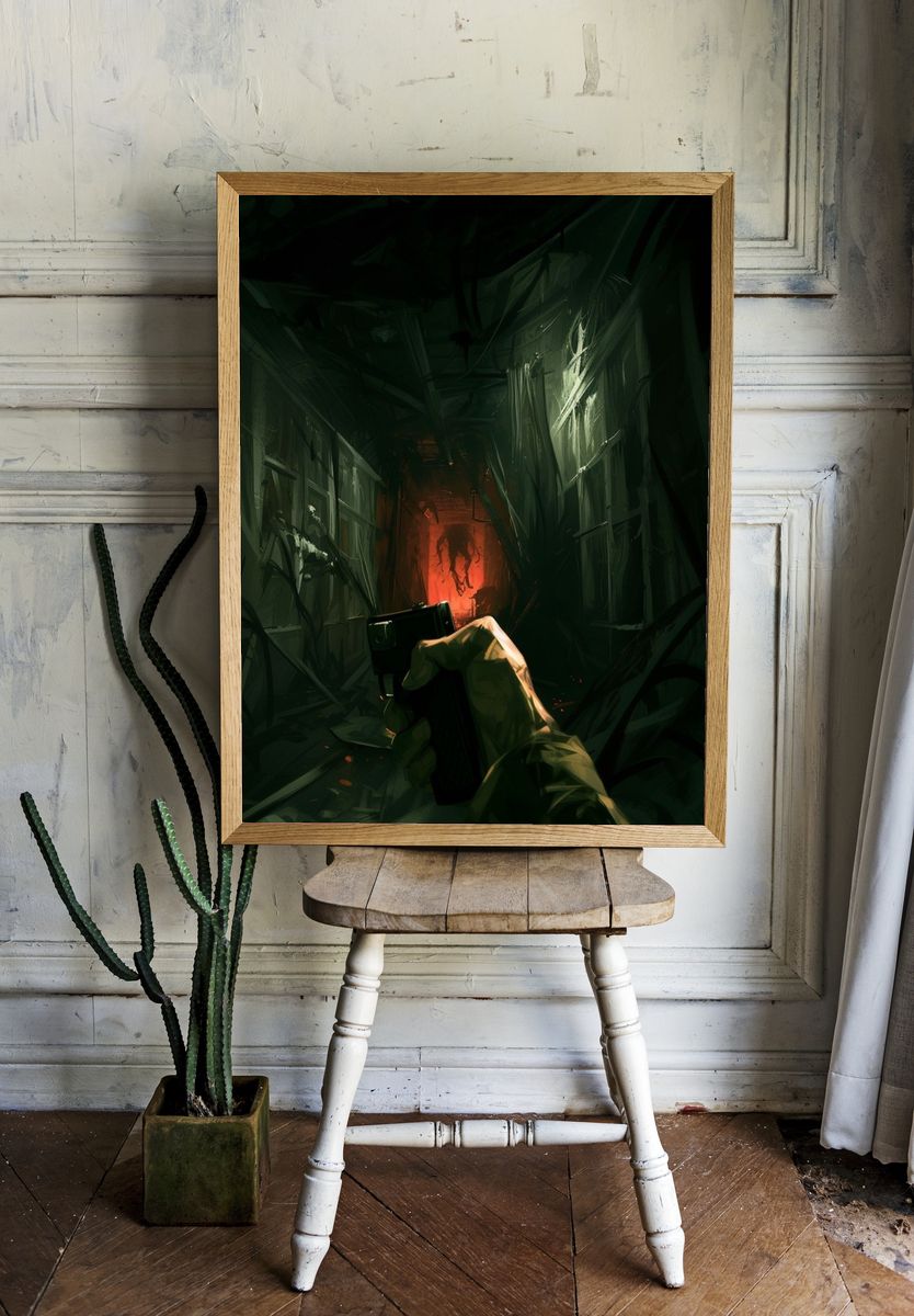 Blonde Portrait Watercolor Print. room preview