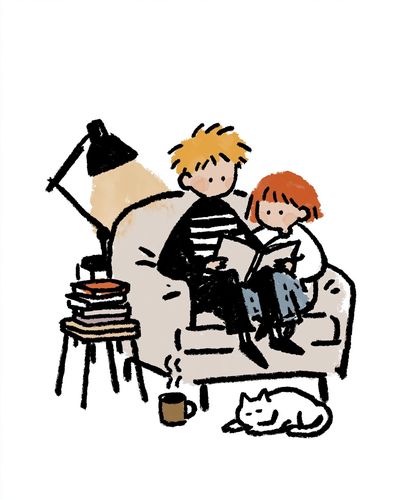 Cozy Reading Time Illustration Poster. poster print