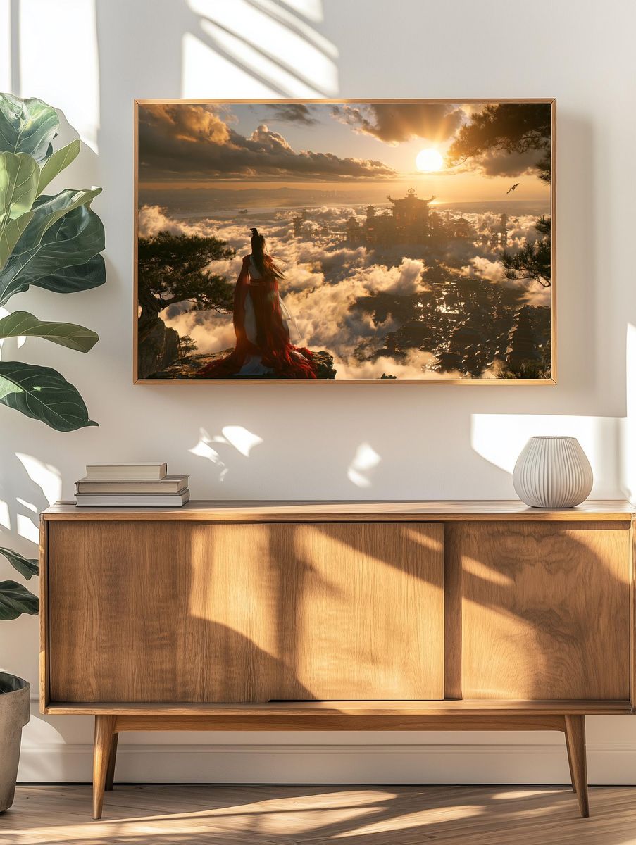 Celestial Temple Sunset Fantasy Print. — room view 3