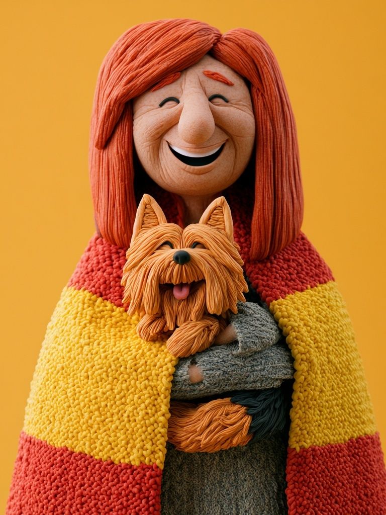 Woman with Yorkshire Terrier Illustration Poster. poster detail