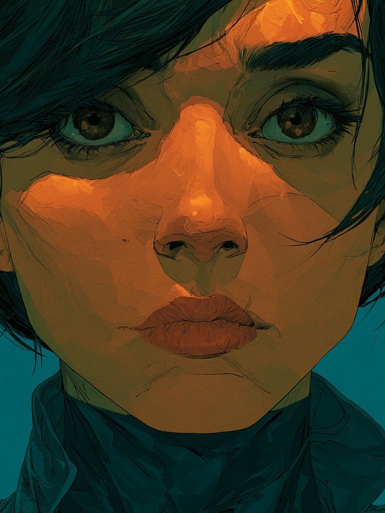 Intense Female Portrait Illustration Poster. poster detail