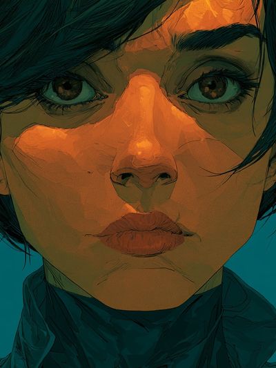Intense Female Portrait Illustration Poster. poster