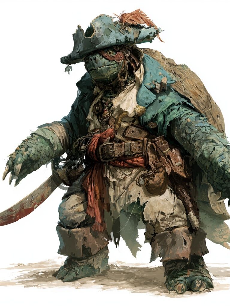 Pirate Turtle Digital Art Poster. poster — illustration art