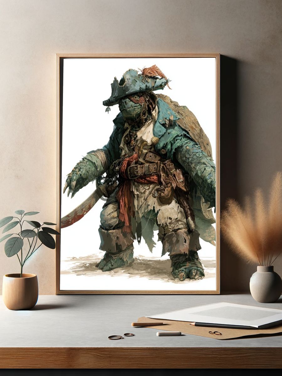Pirate Turtle Digital Art Poster. — room view 2