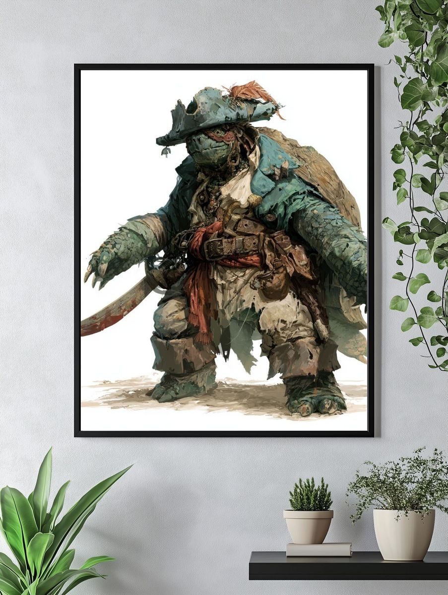 Pirate Turtle Digital Art Poster. — room view 4