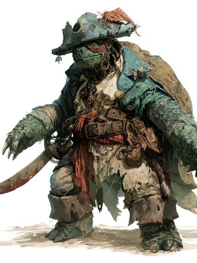 Pirate Turtle Digital Art Poster.