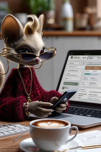 Stylish Mouse at Desk Illustration Poster.