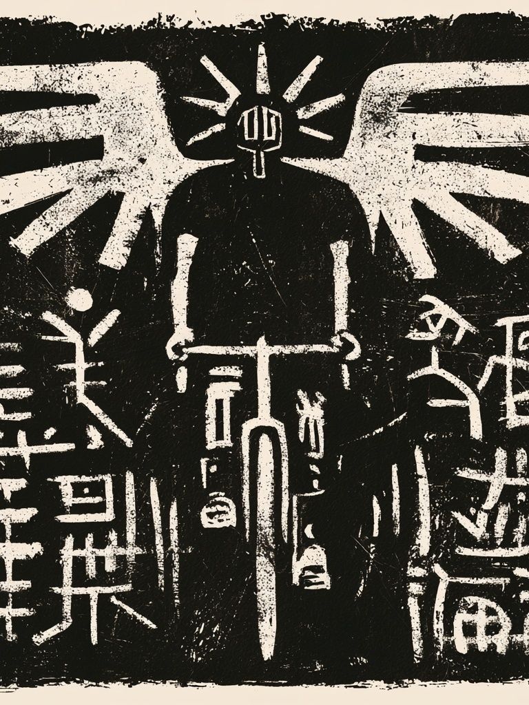 Winged Figure Black-White Poster. poster detail
