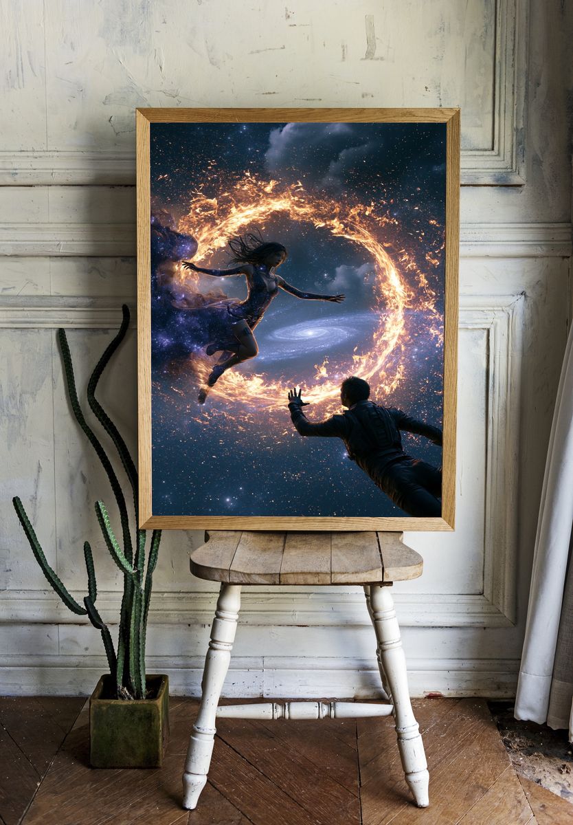 Cosmic Fire Duel Illustration Poster. room preview