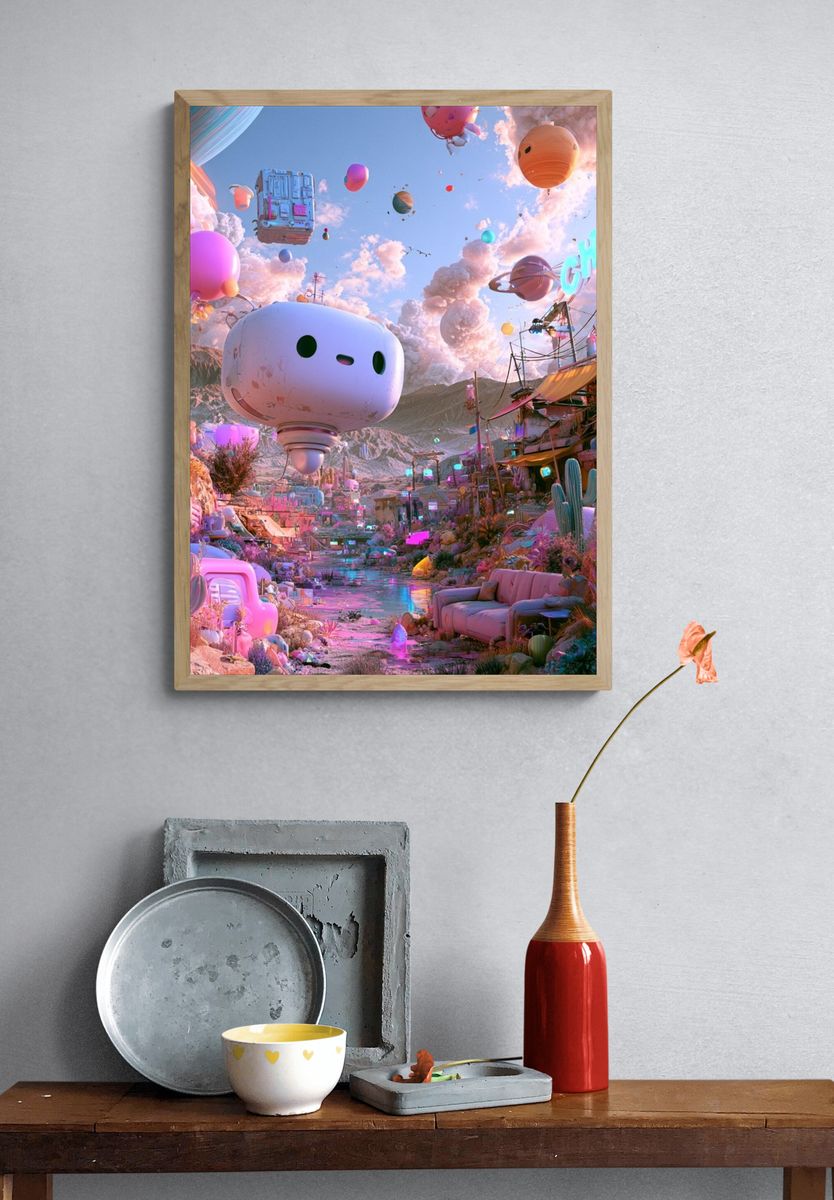 Surreal Neon Desert Poster. — room view 3