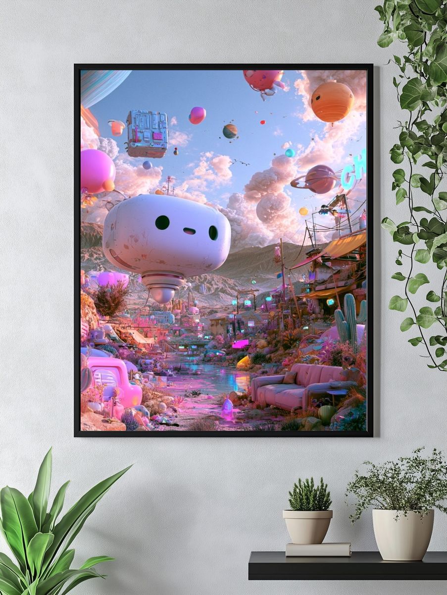Surreal Neon Desert Poster. — room view 4