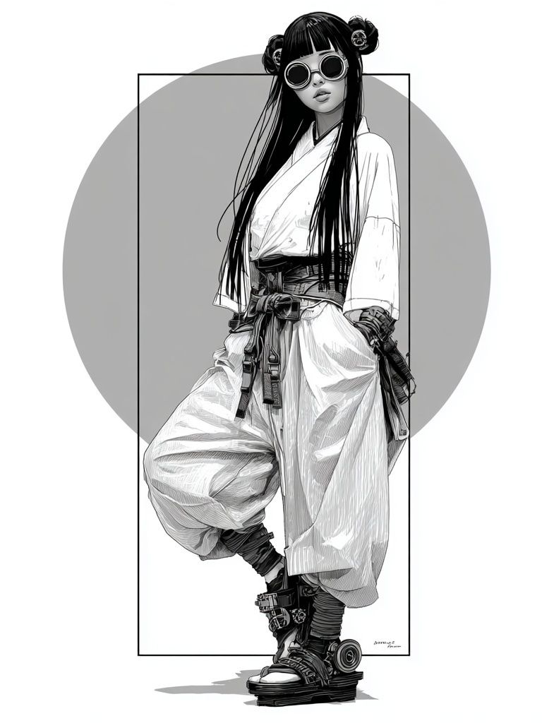 Cyberpunk Fashion Portrait Print. poster detail