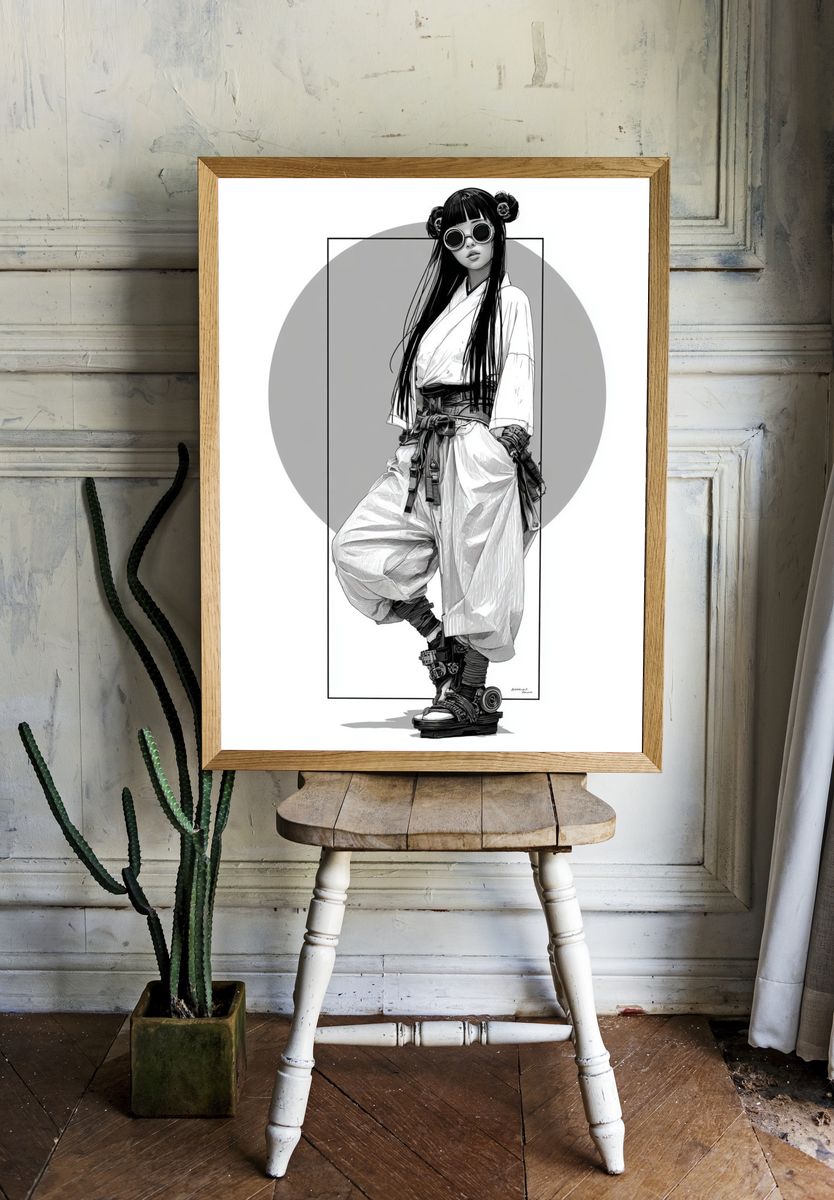 Cyberpunk Fashion Portrait Print. room preview