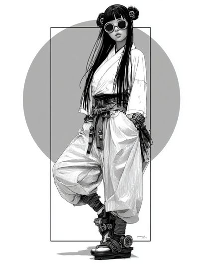 Cyberpunk Fashion Portrait Print. poster