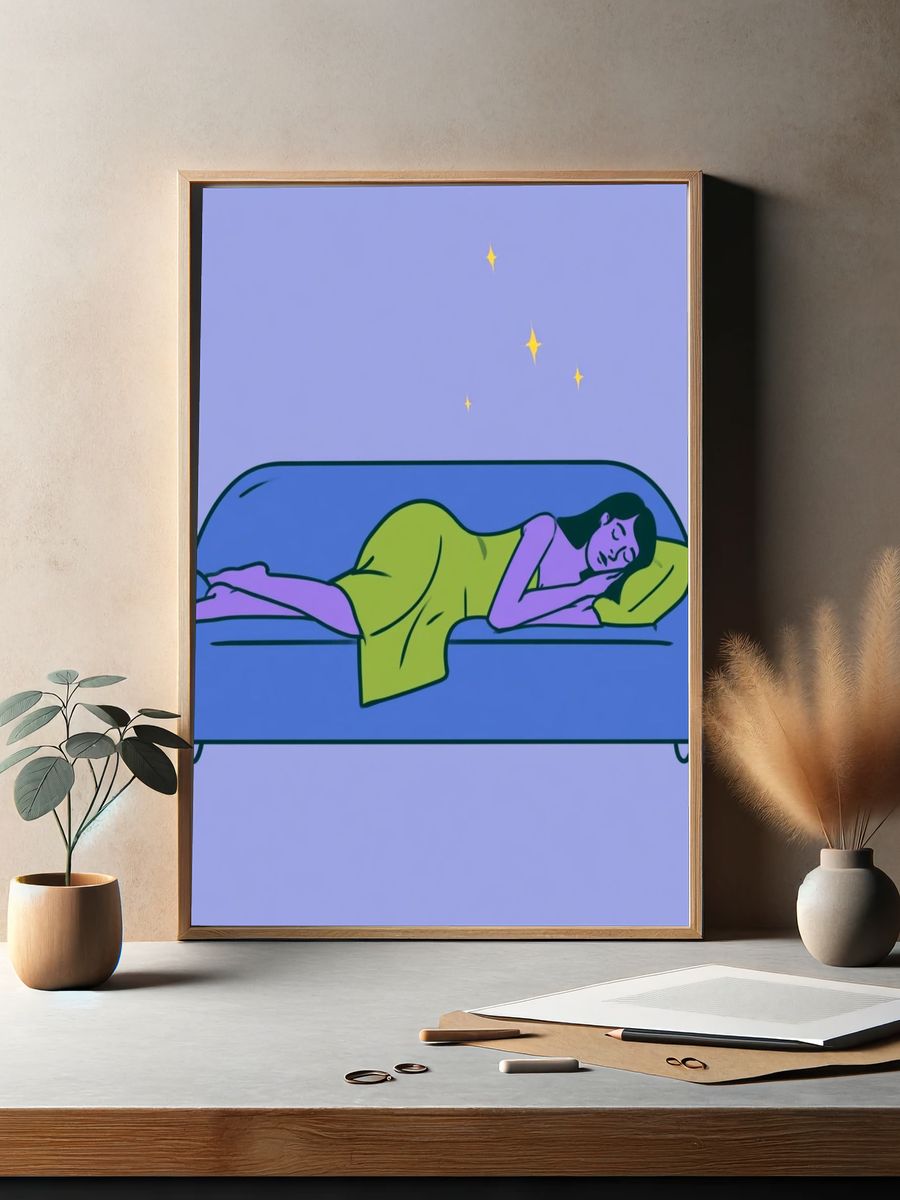 Winter Family Characters Illustration Poster. — room view 2
