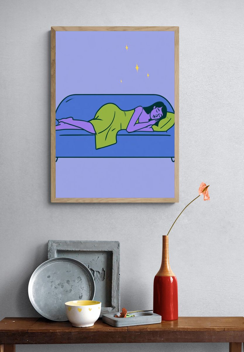 Winter Family Characters Illustration Poster. — room view 3