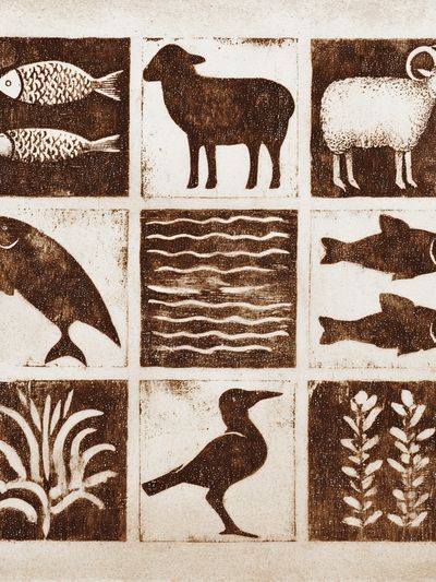 Rustic Animal Blocks Vintage Print. poster print