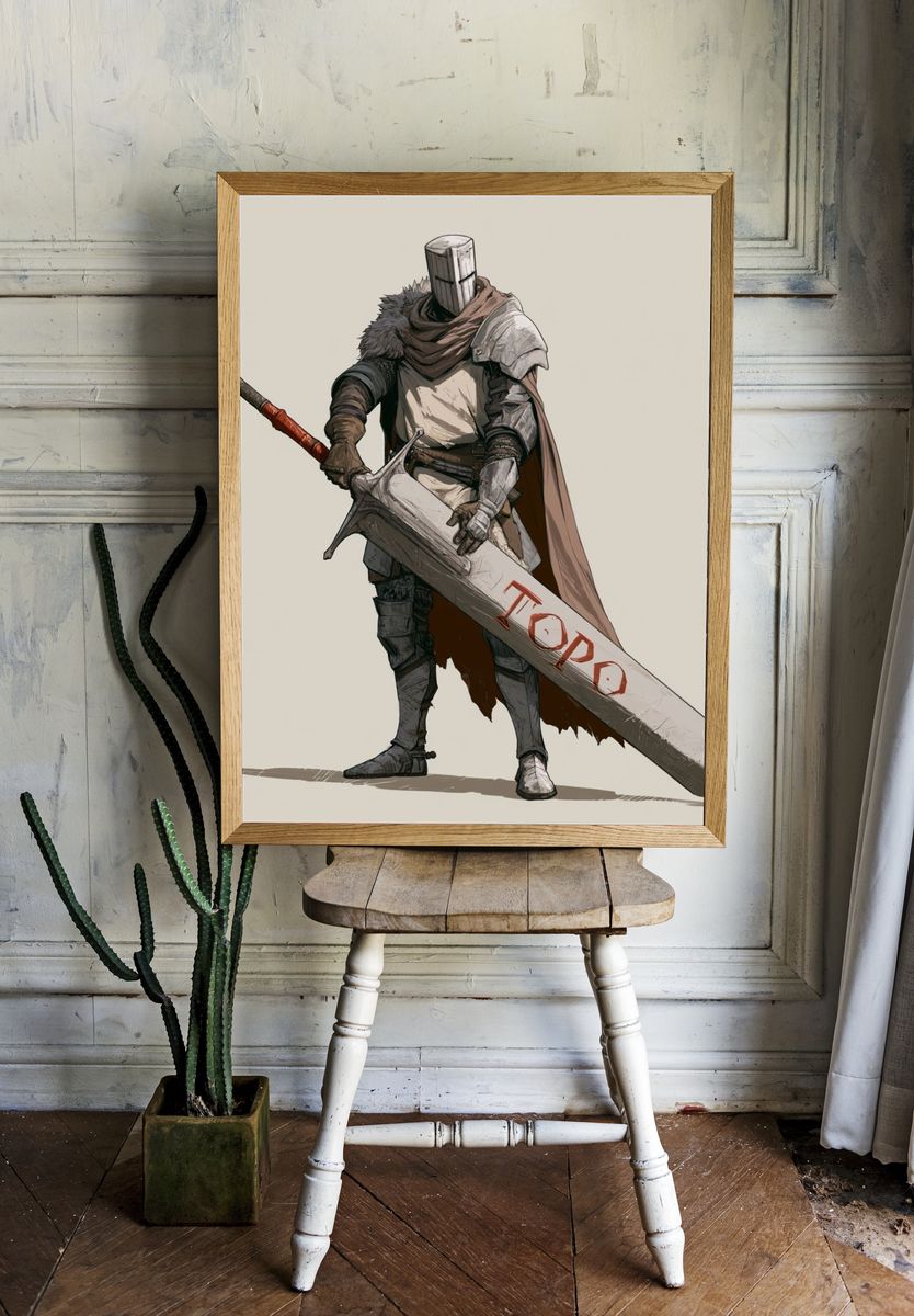 Armored Knight Fantasy Illustration Poster. — room view 1