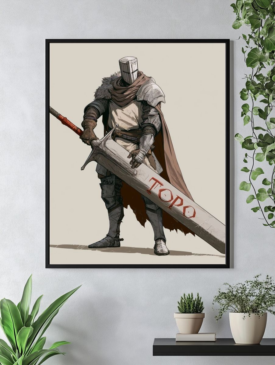 Armored Knight Fantasy Illustration Poster. — room view 4