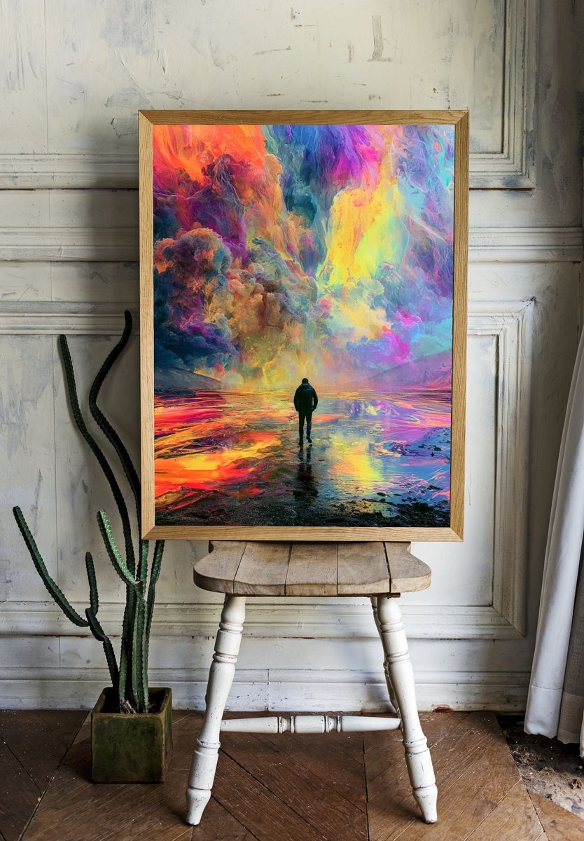Surreal Rainbow Landscape Print. — room view 1