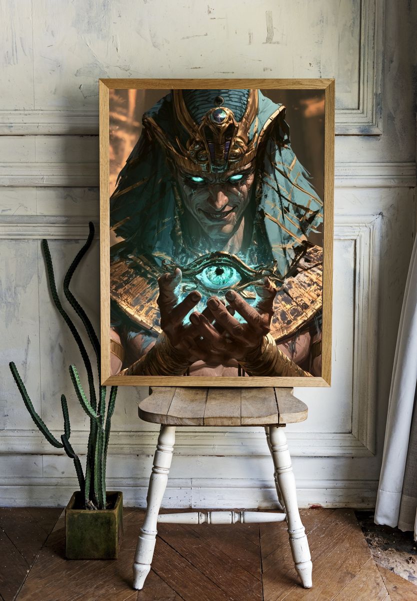 Mystic Pharaoh Digital Art Poster. — room view 1