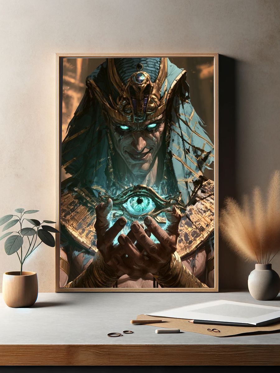Mystic Pharaoh Digital Art Poster. — room view 2