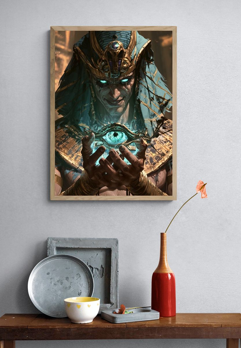 Mystic Pharaoh Digital Art Poster. — room view 3
