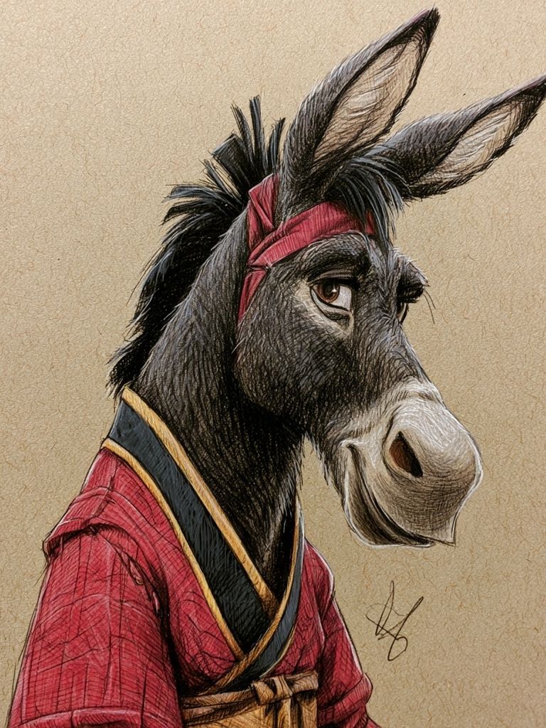Samurai Donkey Illustration Poster. poster — illustration art