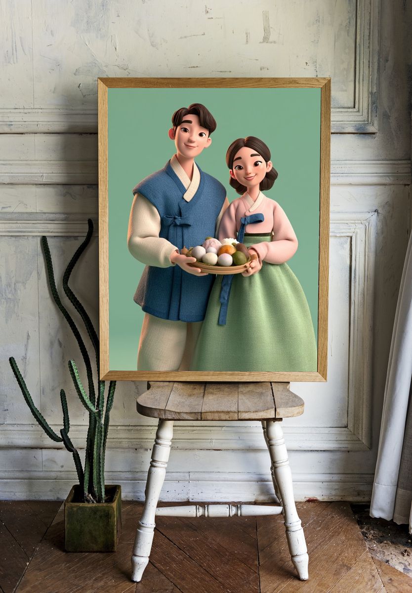 Korean Couple in Hanbok Print. — room view 1