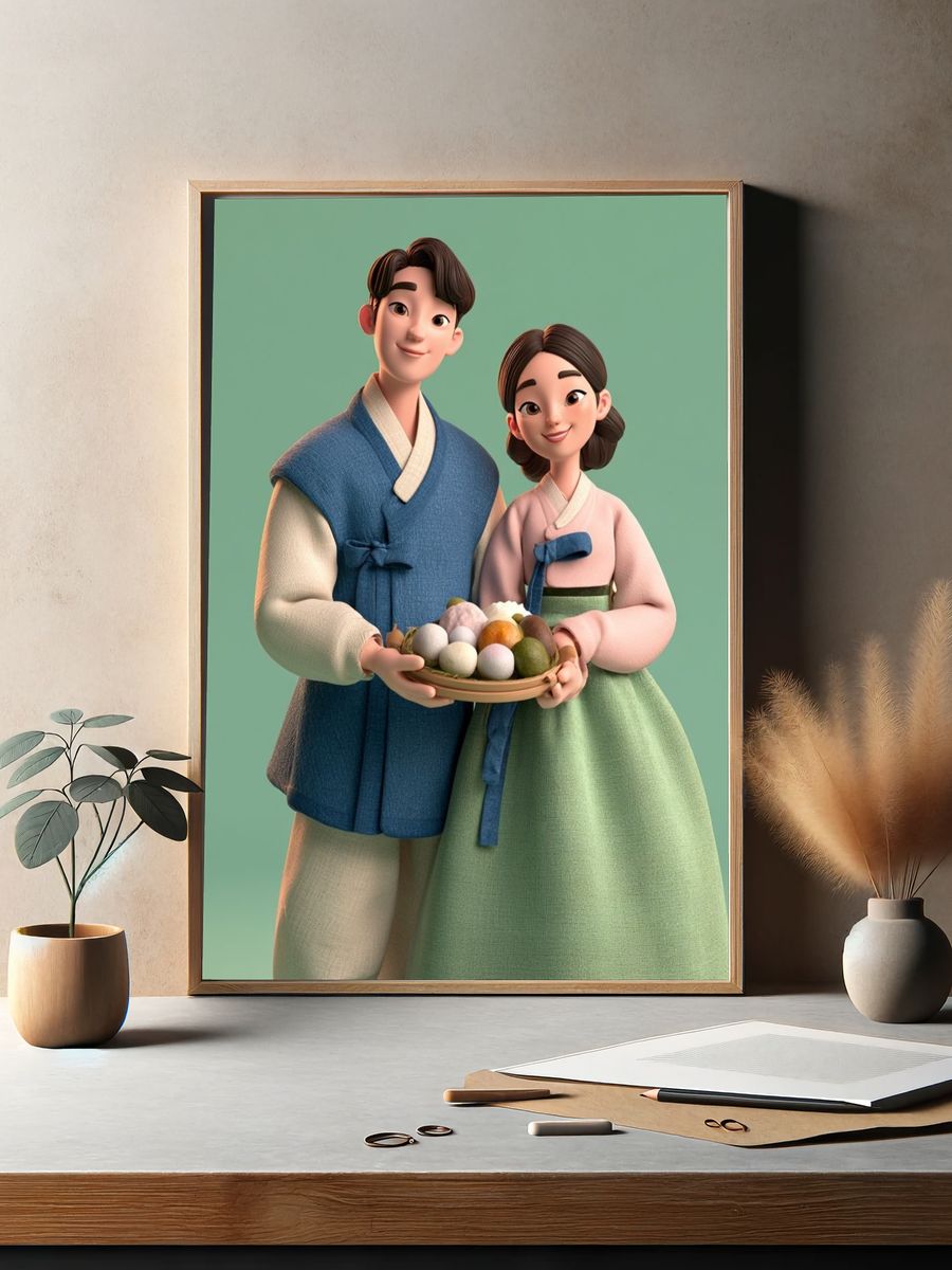 Korean Couple in Hanbok Print. — room view 2