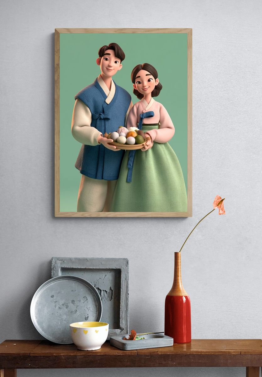Korean Couple in Hanbok Print. — room view 3