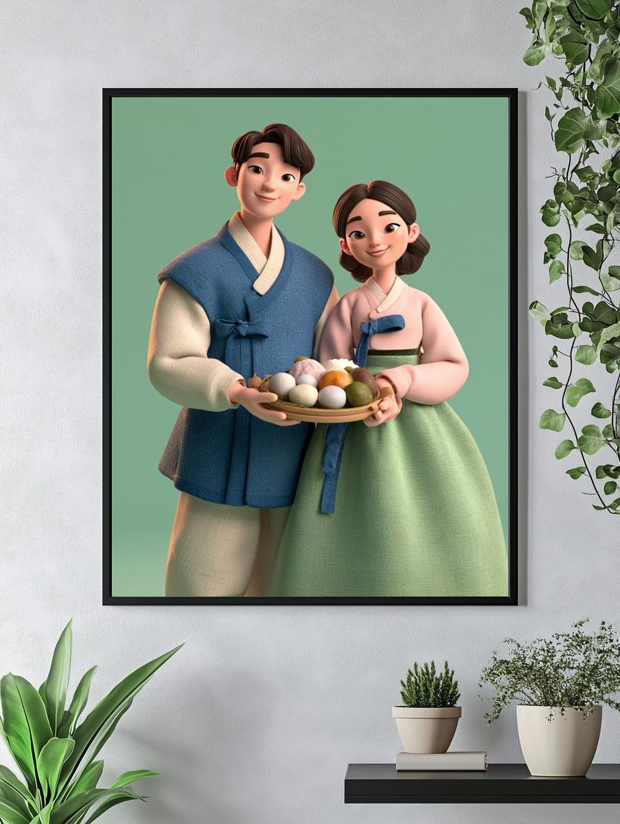 Korean Couple in Hanbok Print. — room view 4