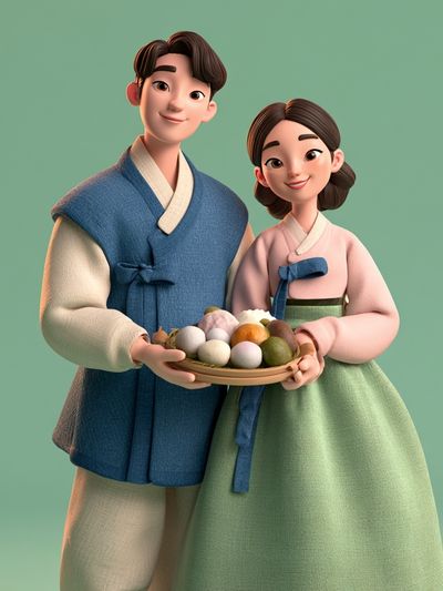 Korean Couple in Hanbok Print. poster
