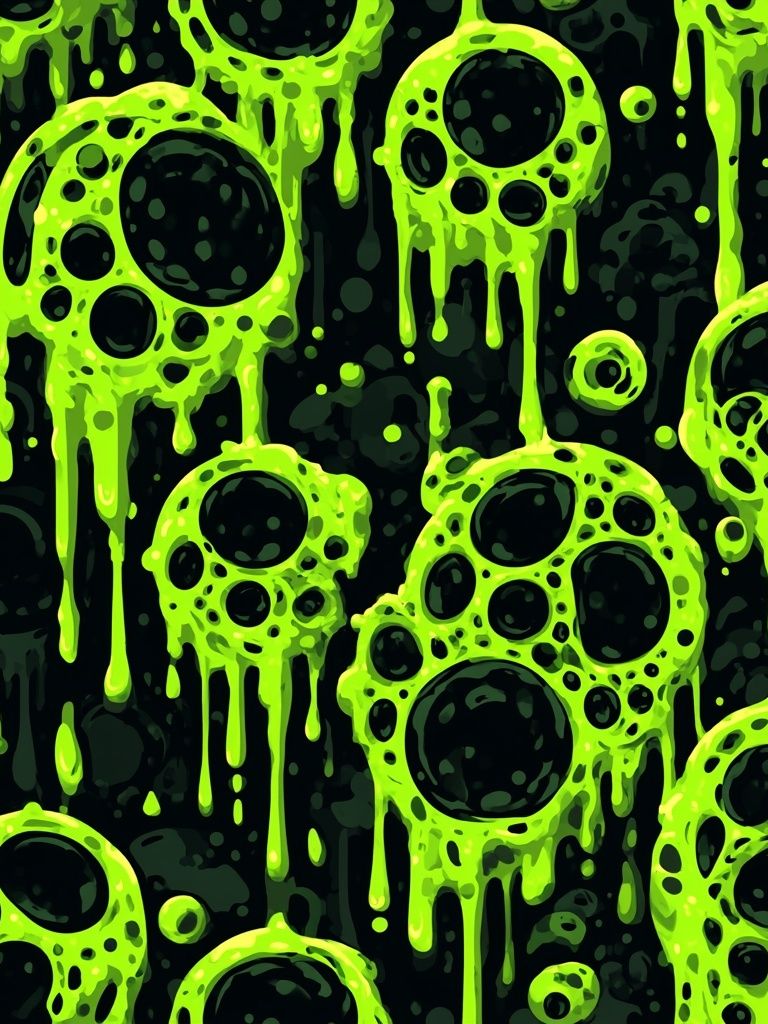 Neon Slime Skulls Abstract Poster. poster detail