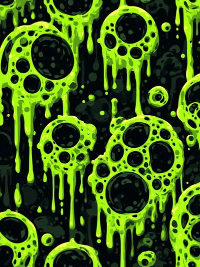 Neon Slime Skulls Abstract Poster.