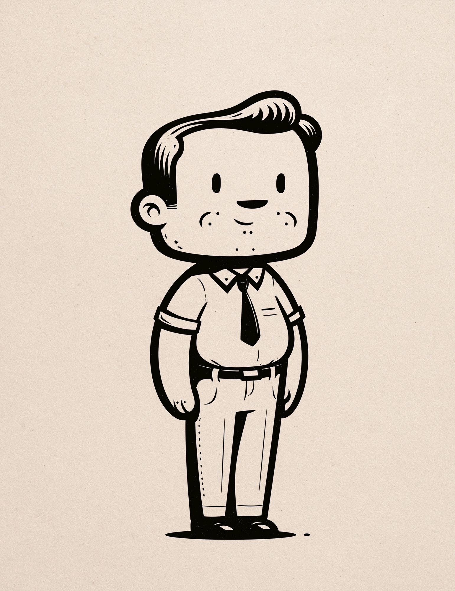 Retro Office Man Illustration Poster. poster detail