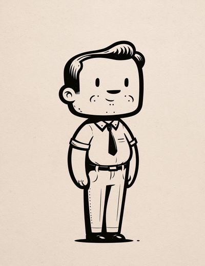 Retro Office Man Illustration Poster. poster print