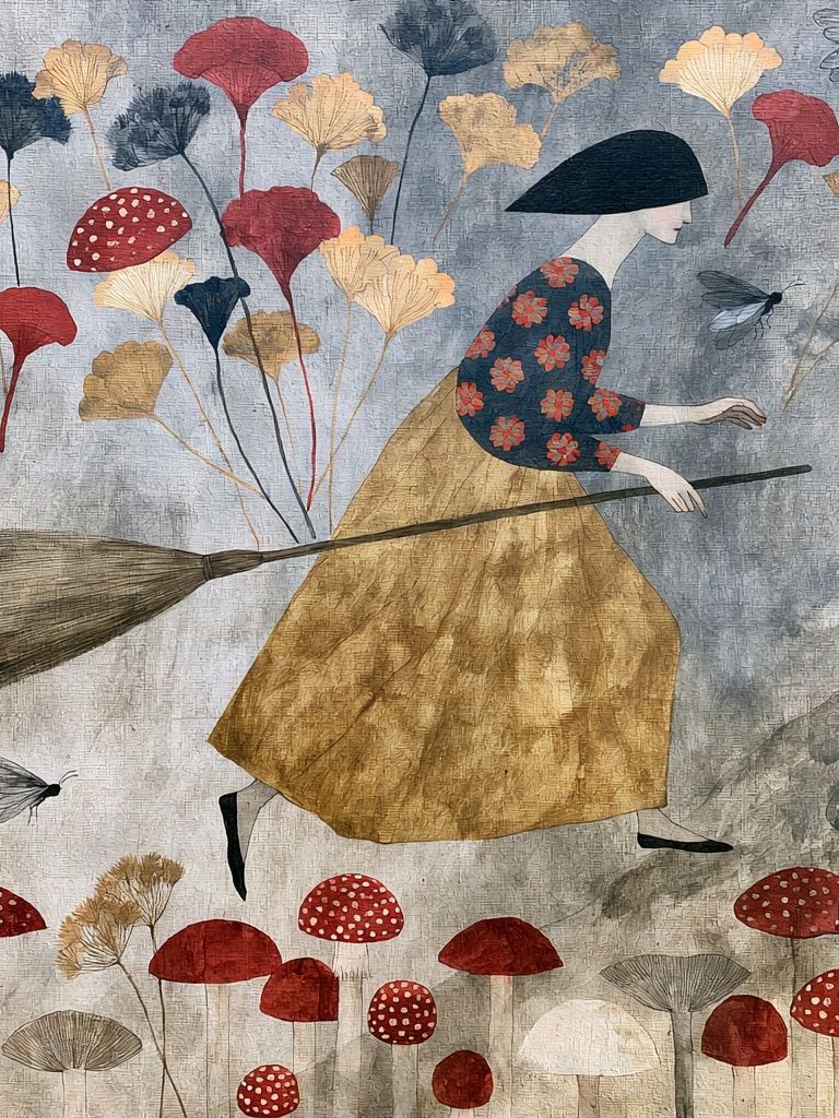 Mushroom Witch Illustration Poster. poster detail