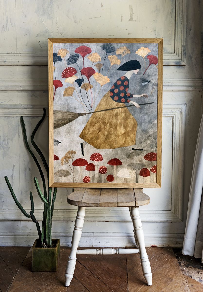 Mushroom Witch Illustration Poster. — room view 1
