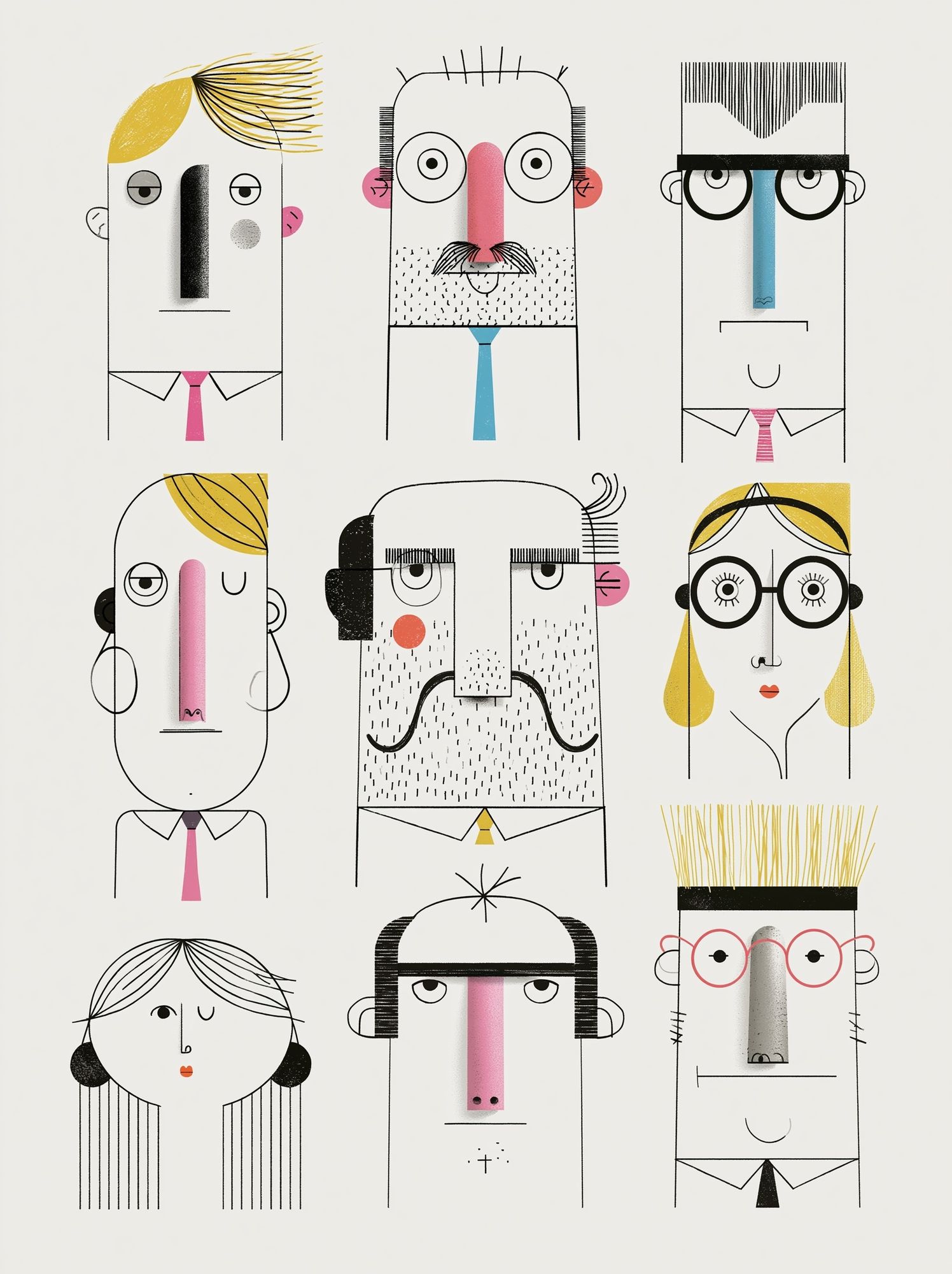 Abstract Faces Illustration Poster. poster — illustration art
